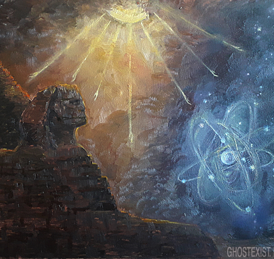 oilpainting inspired by ancient egypt and sphinx
