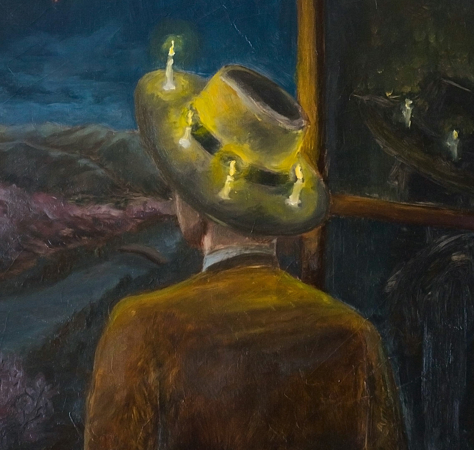oilpainting van gogh with candles and blossom