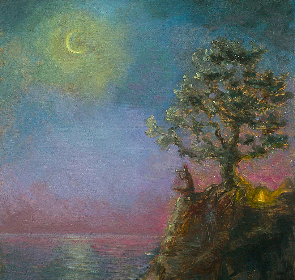 oilpainting inspired by ancient greece and faun