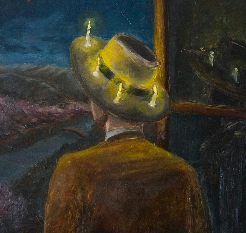 oilpainting van gogh with candles and blossom